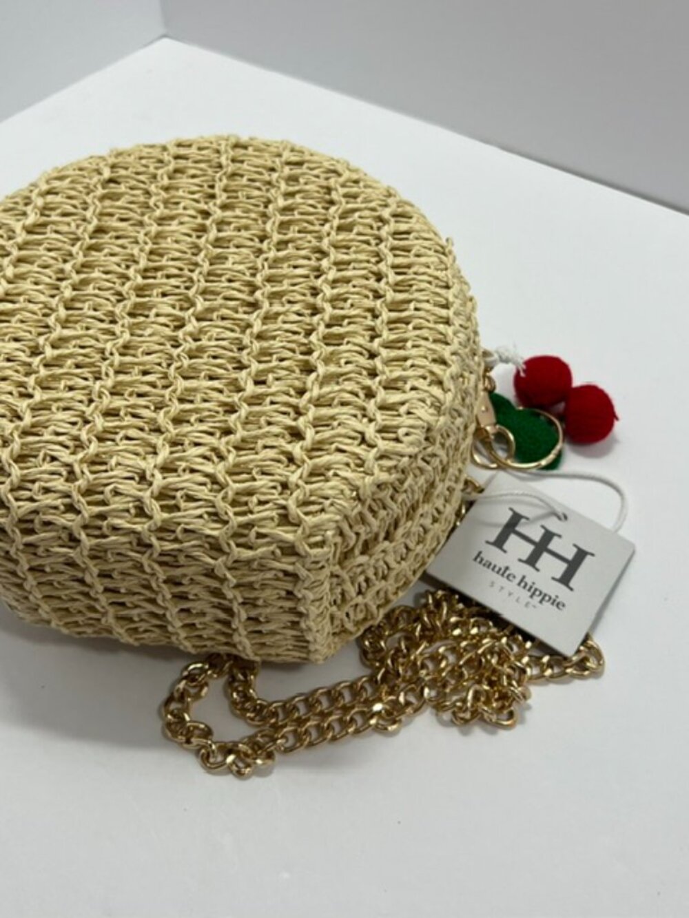 Haute Hippie Straw Crossbody with Gold-toned Chain Strap - Picture 5 of 9